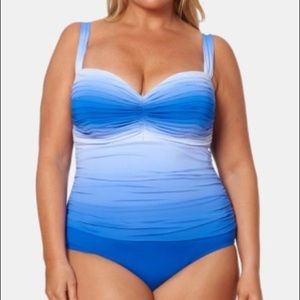 Bleu by Rod Beattie Plus Size Ruched Sweetheart-Neck One-Piece Swimsuit
